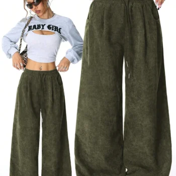 Retro Cargo Pants with Drawstring