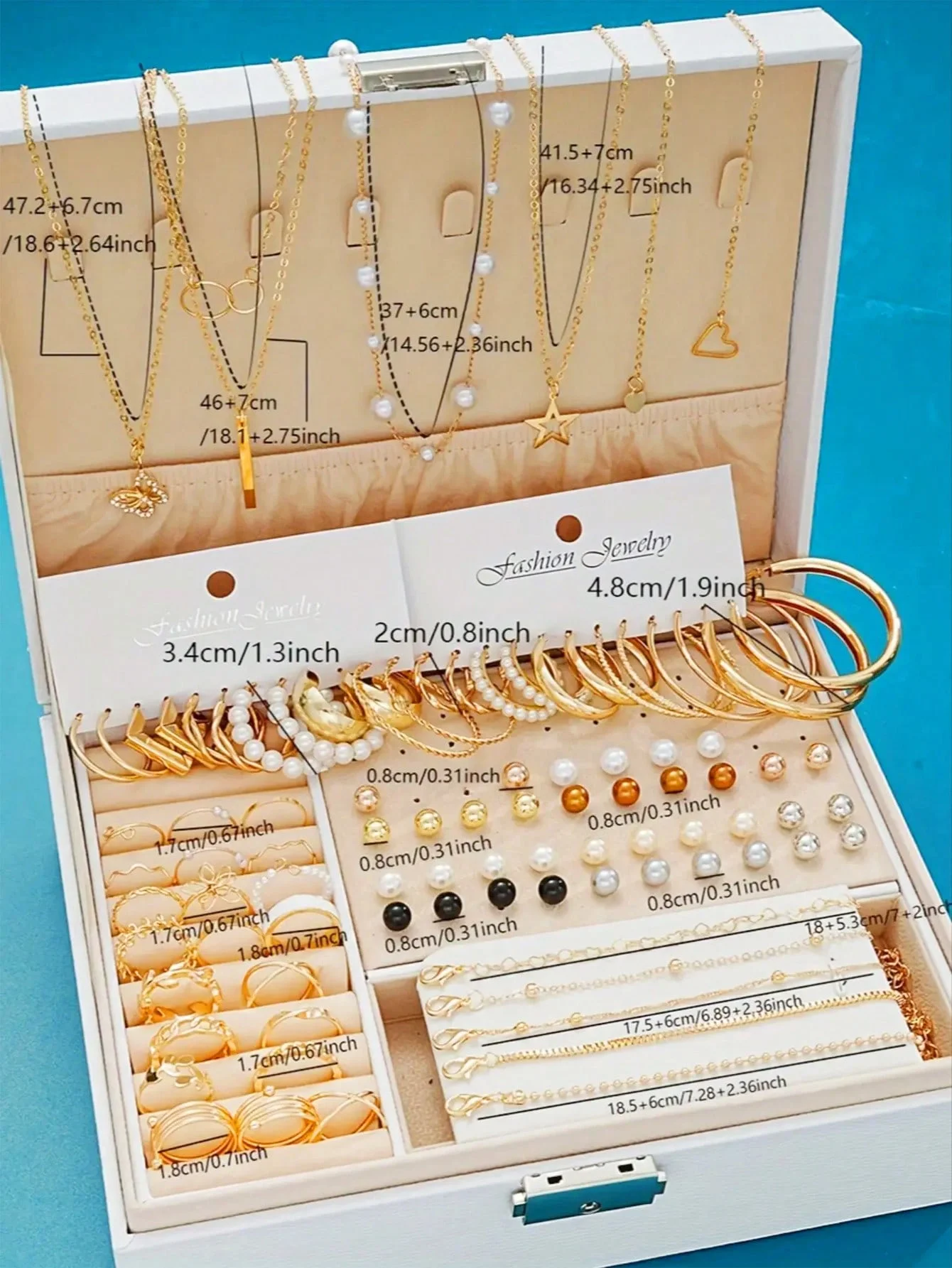 Pearl Earrings and Multi-Layer Necklace Set