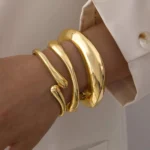 Wide Minimalist Gold-Tone Bracelet