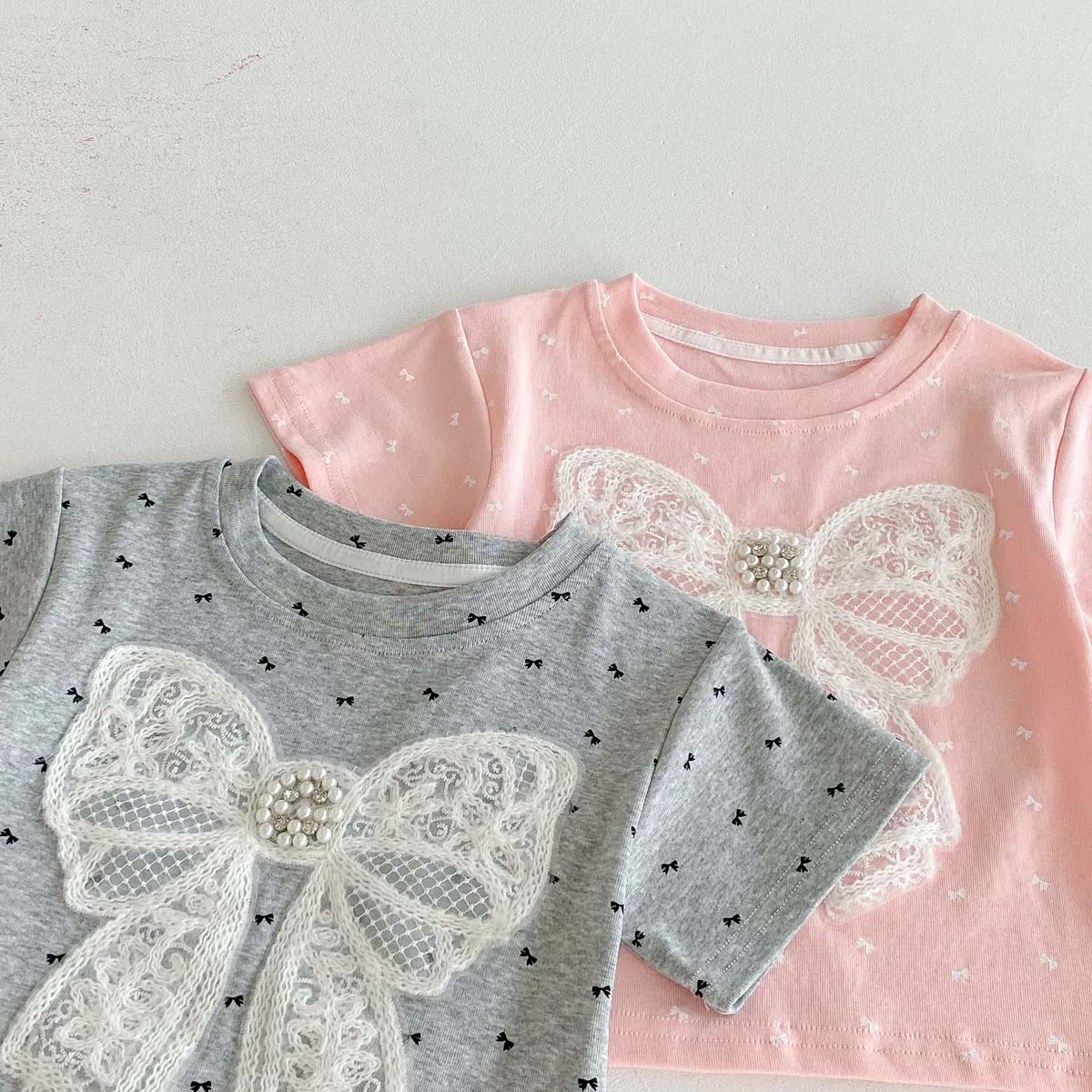 Girls' Pearl Short Sleeve Summer Top with Bow — Image 13