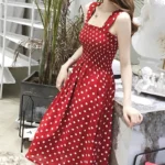 Sleeveless Polka Dot A-Line Dress