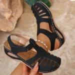 Retro Leather Hollow-Out Summer Sandals — Image 3