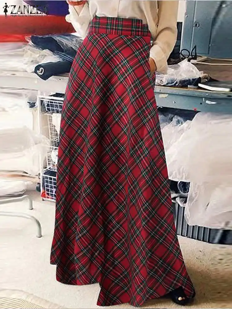 Long Plaid Skirt for Autumn