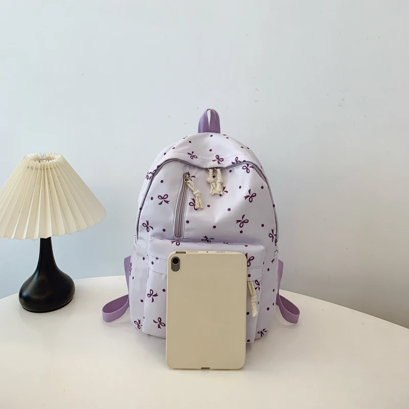 Padded Bow Print Backpack