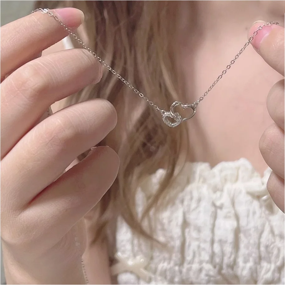 Simple Silver-Tone Heart Pendant Necklace