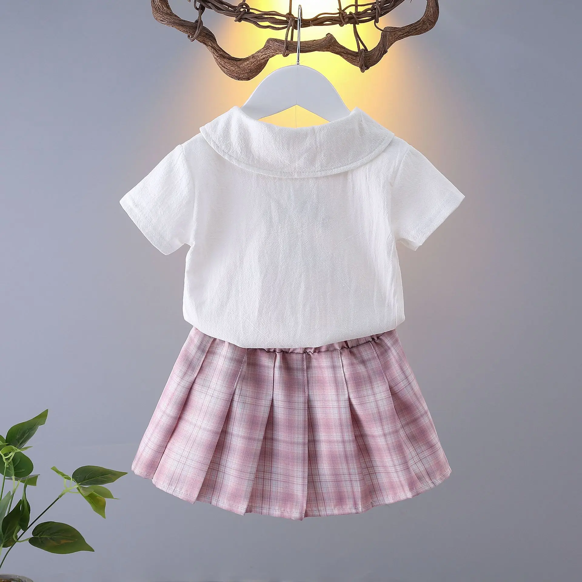 Girls' School Uniform with Pleated Skirt and Shirt
