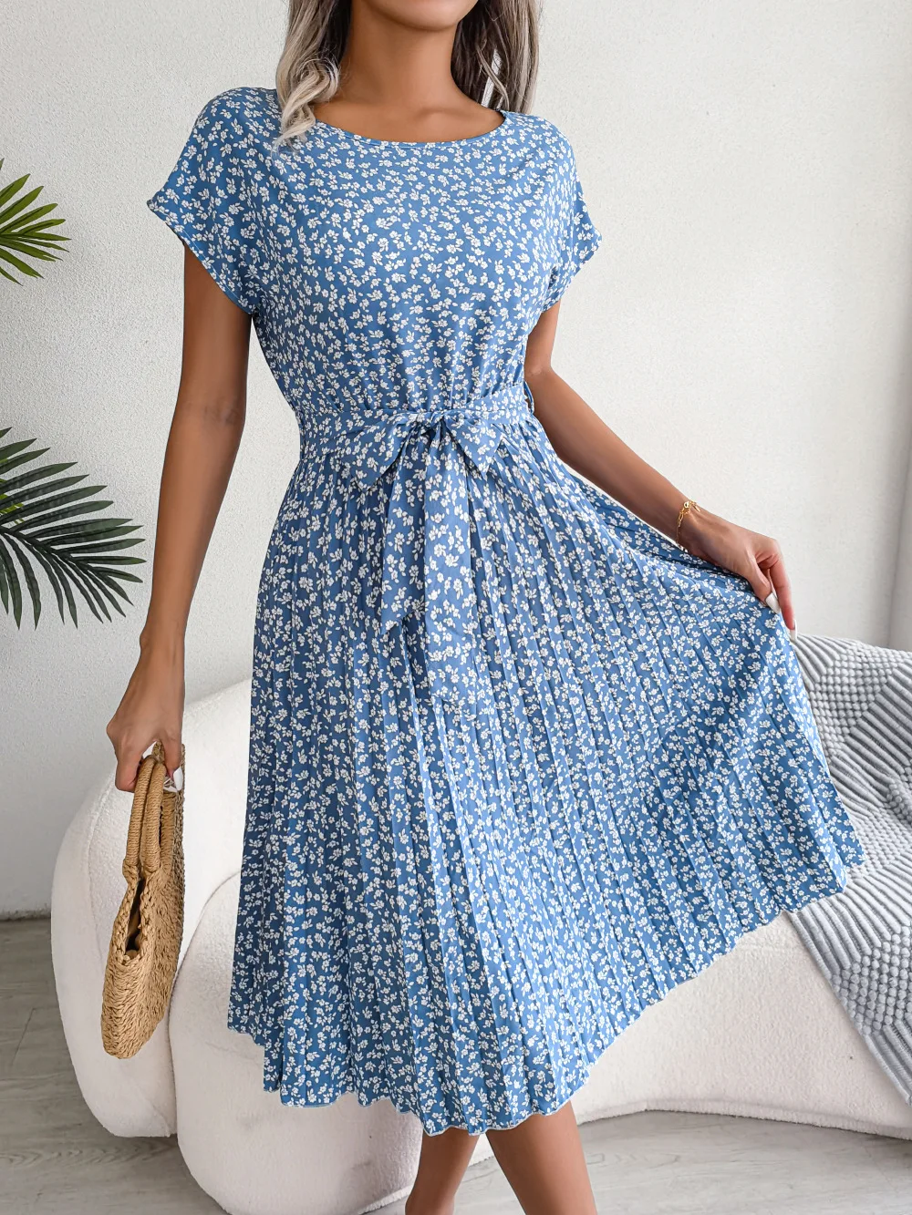 Short Sleeve High-Waisted Dress