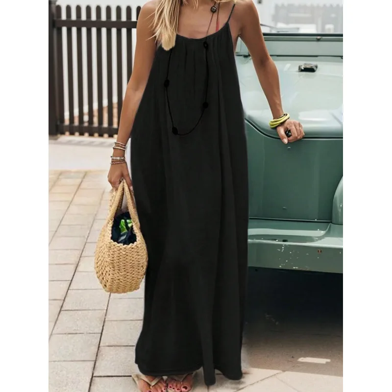 Long Loose Strapless House Dress