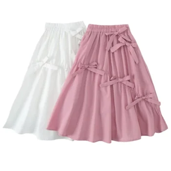 Girls' Pleated Skirt with Bow