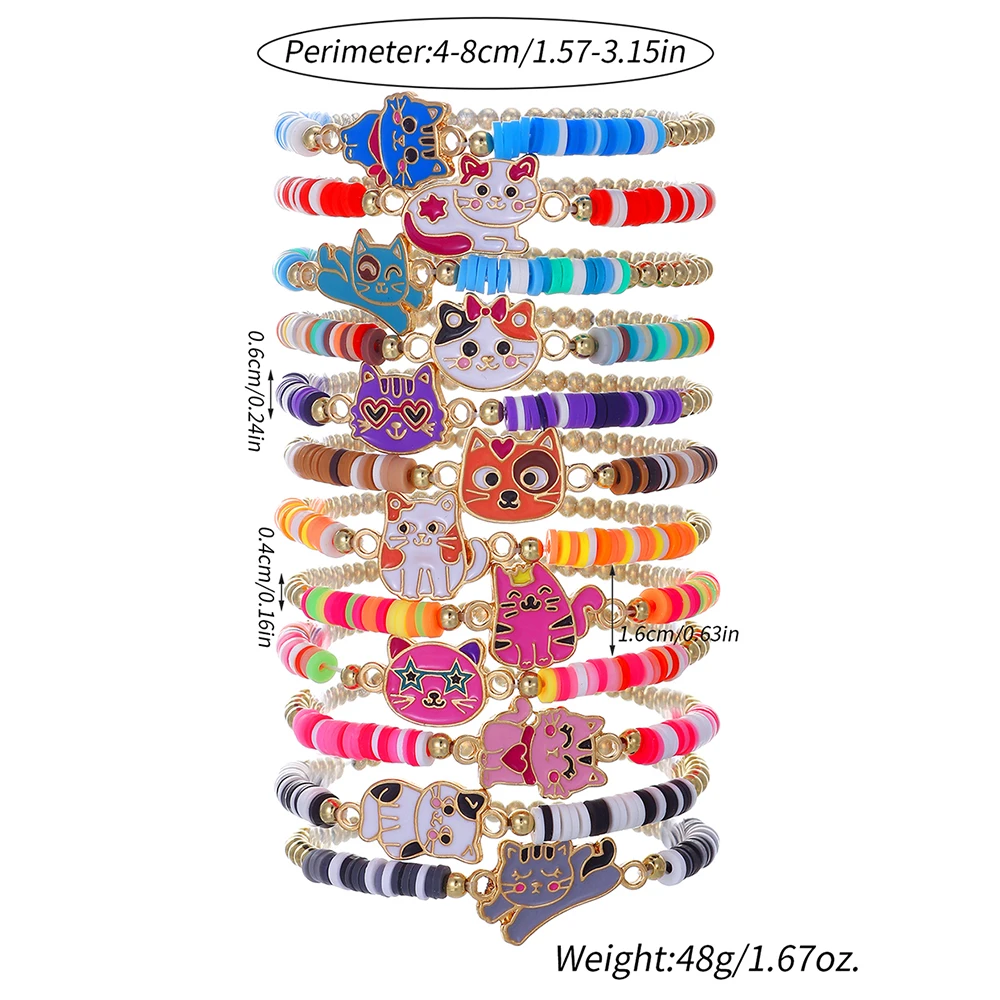 12-Piece Stretch Bracelet Set with Handmade Beads