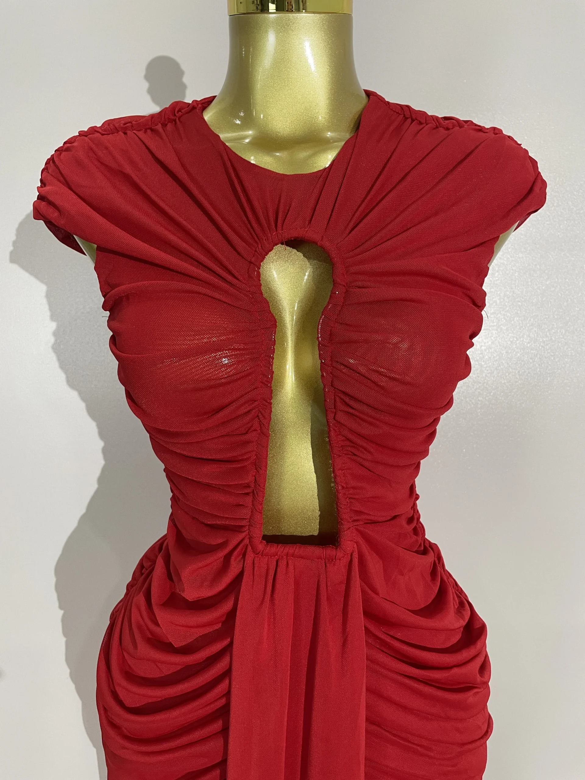 Bodycon Mesh Sleeveless Hollow-Out Long Evening Dress