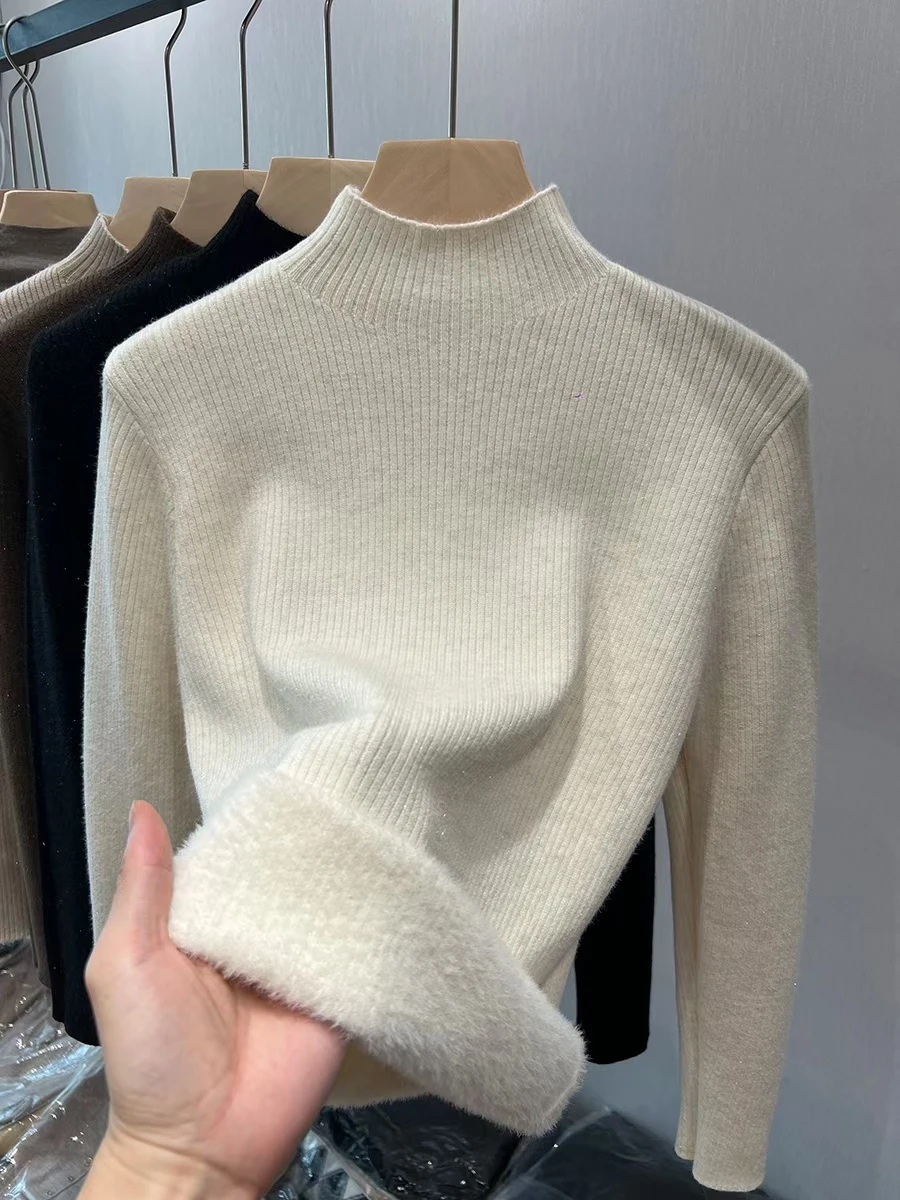 Elegant Velvet Turtleneck Winter Sweater