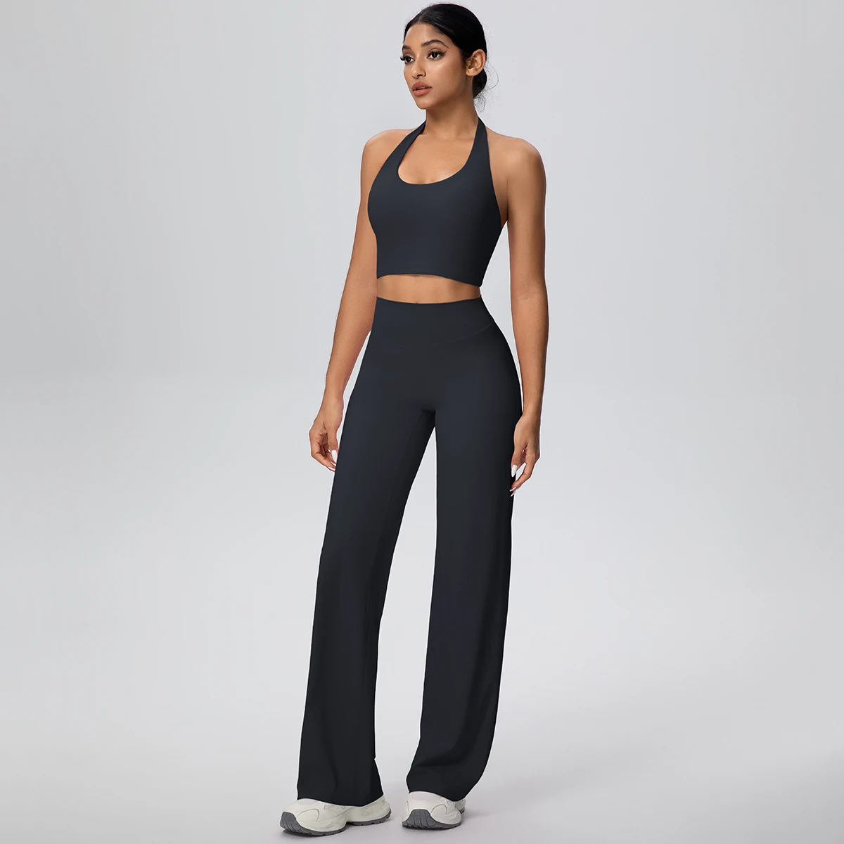 2-Piece Halter Neck Sports Set with High Waist Pants