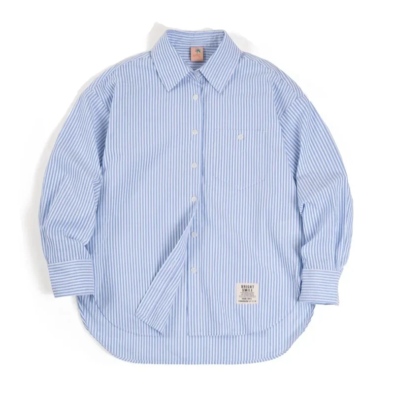 French-Style Blue and White Striped Shirt