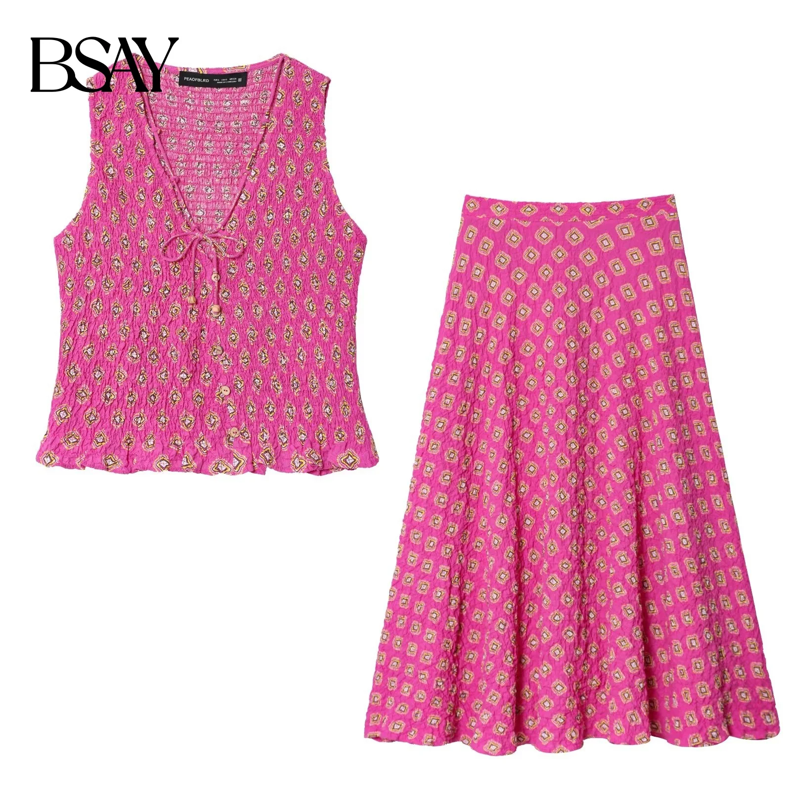 2-Piece Textured Set: Sleeveless Top and Pants