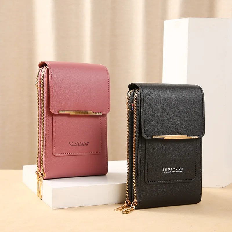 Soft Leather Handheld Wallet with Touch Screen