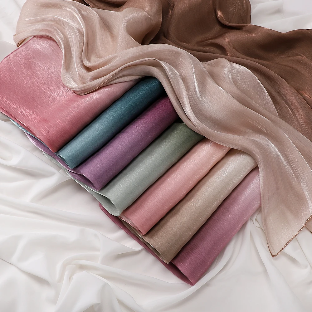 Two-Tone Shiny Satin Shawl