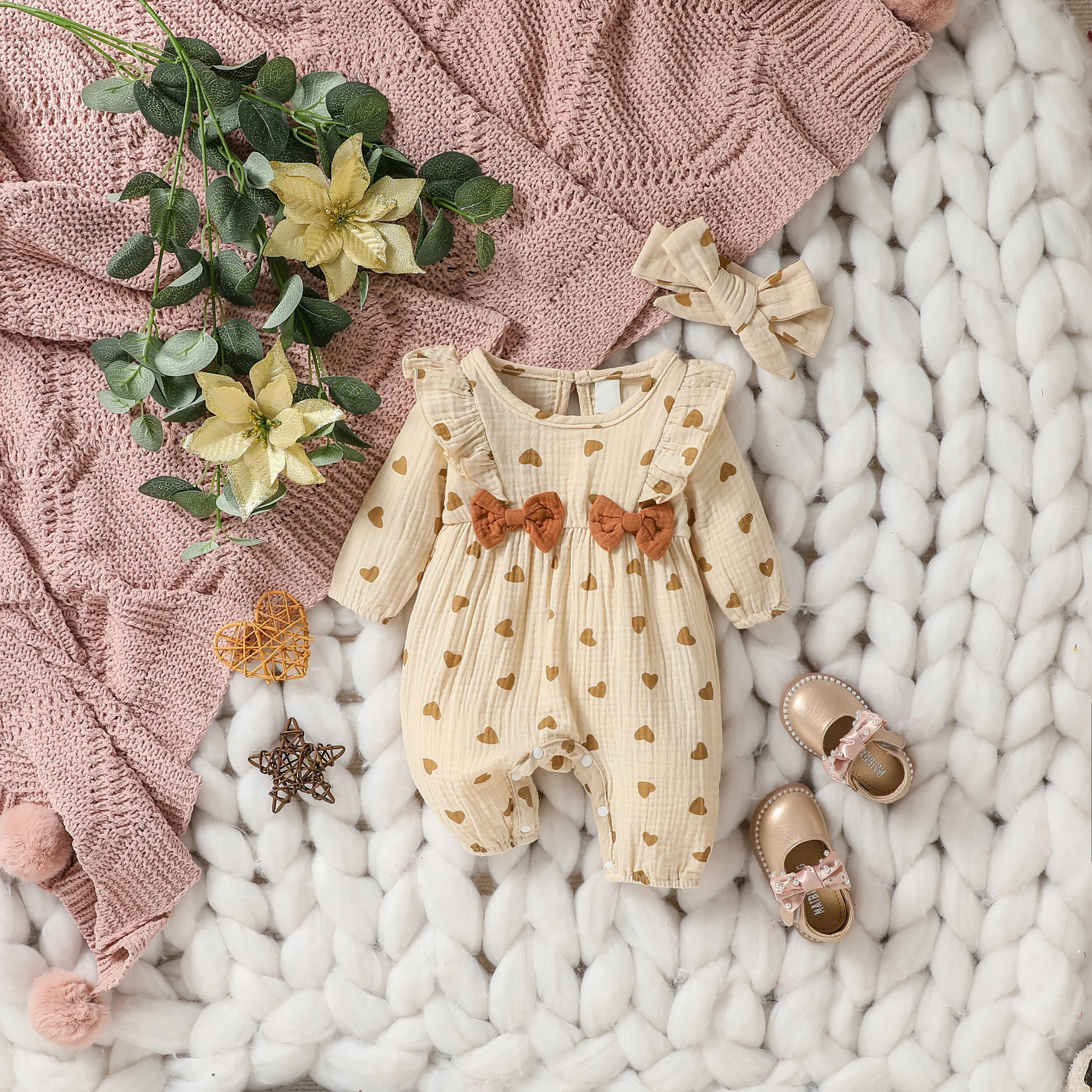 Baby Long Sleeve Romper with Bow