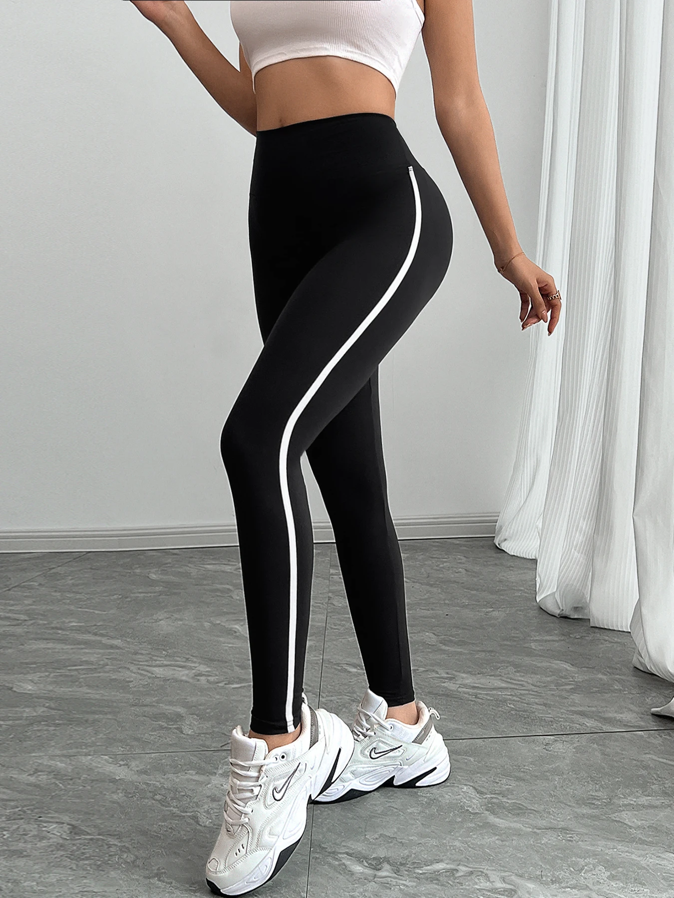Striped High-Waisted Leggings
