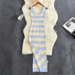 Slim-Fit Striped Summer Dress with Slit — Image 3