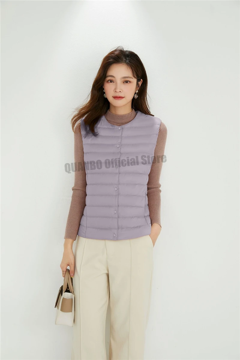 Lightweight Sleeveless Down Vest with Full Opening and Pockets