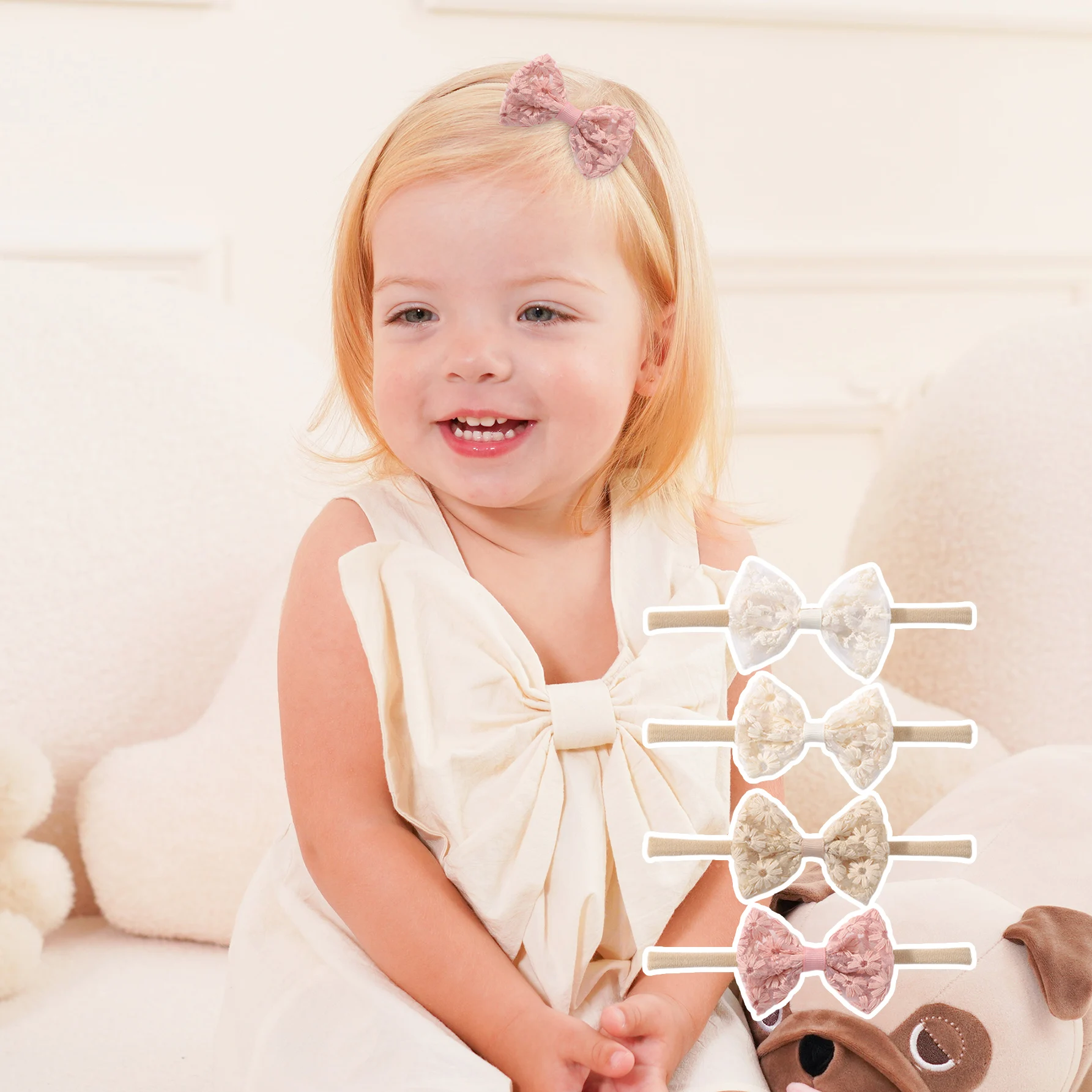 Newborn 4-Piece Embroidered Headband Set