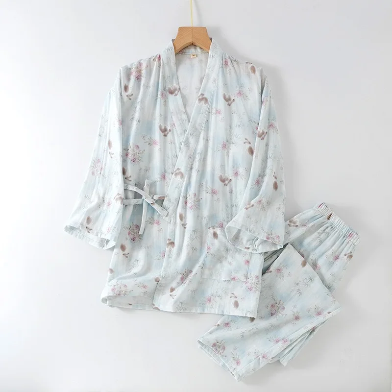 2-Piece V-Neck Floral Cotton Pajama Set