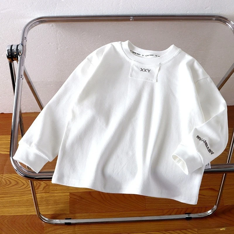 Kids' Solid Sweatshirt with Letter Embroidery