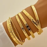 7-Piece Engraved Metal Bracelet Set