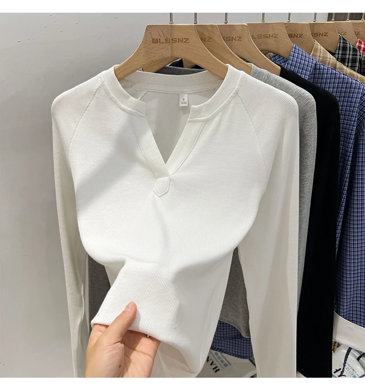 Slim-Fit Long Sleeve V-Neck T-Shirt — Image 11