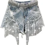 Elegant Summer High-Waisted Shorts with Tassels