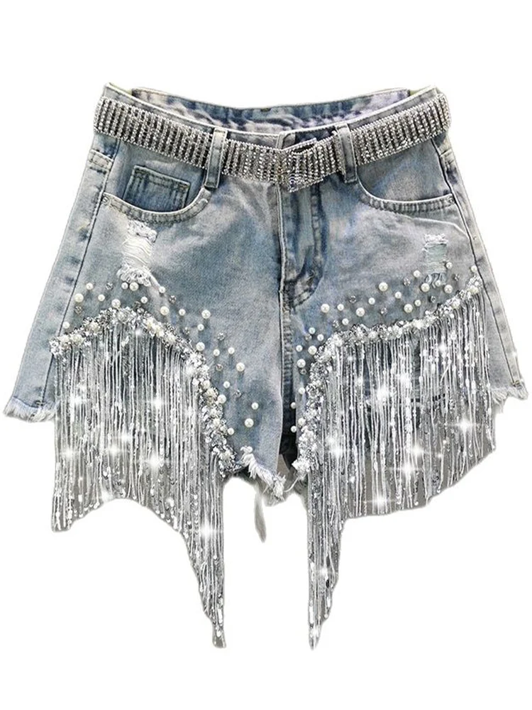 Elegant Summer High-Waisted Shorts with Tassels