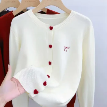 Sweater with Bow and Buttons