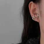 Silver-Tone Earrings with Irregular Flowing Shapes — Image 3