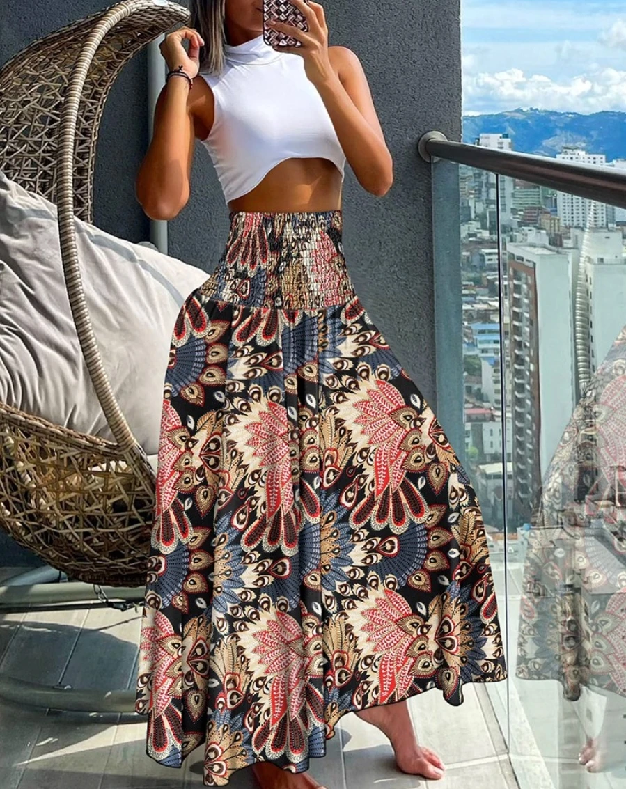 Bohemian Paisley Print Skirt
