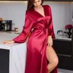 روب أنيق بأكمام طويلة ورقبة V — صورة 3