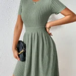 Knitted Ribbed A-Line Formal Dress — Image 4