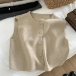 Korean-Style Knitted Sleeveless Cardigan — Image 3