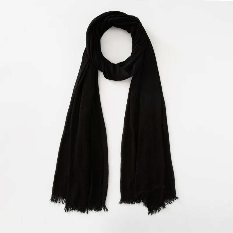 Solid Cotton Hijab with Fringe — Image 28