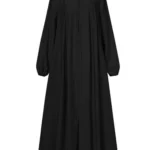 Black Abaya with Stand Collar and Zipper — Image 4