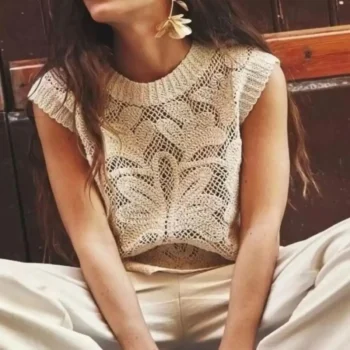 صديري كروشيه بوهيمي بلا أكمام