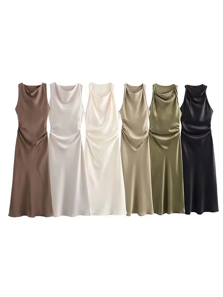 Strappy Satin Midi Dress