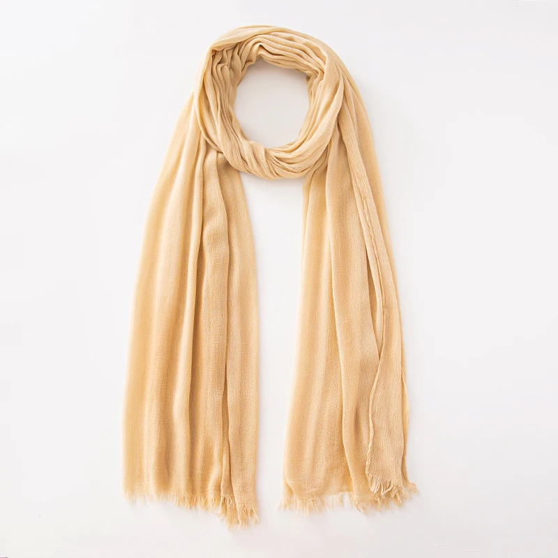 Solid Cotton Hijab with Fringe — Image 33