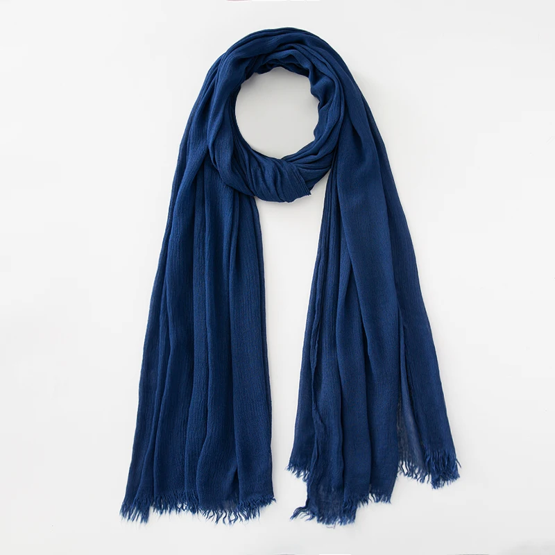 Solid Cotton Hijab with Fringe — Image 34