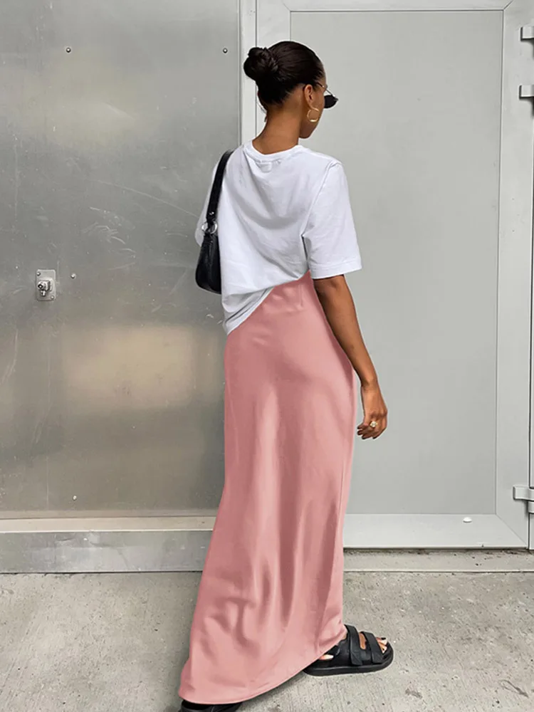Black Satin Trumpet Skirt