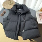Padded Winter Zip-Up Vest with Pockets and Adjustable Waist — Image 5