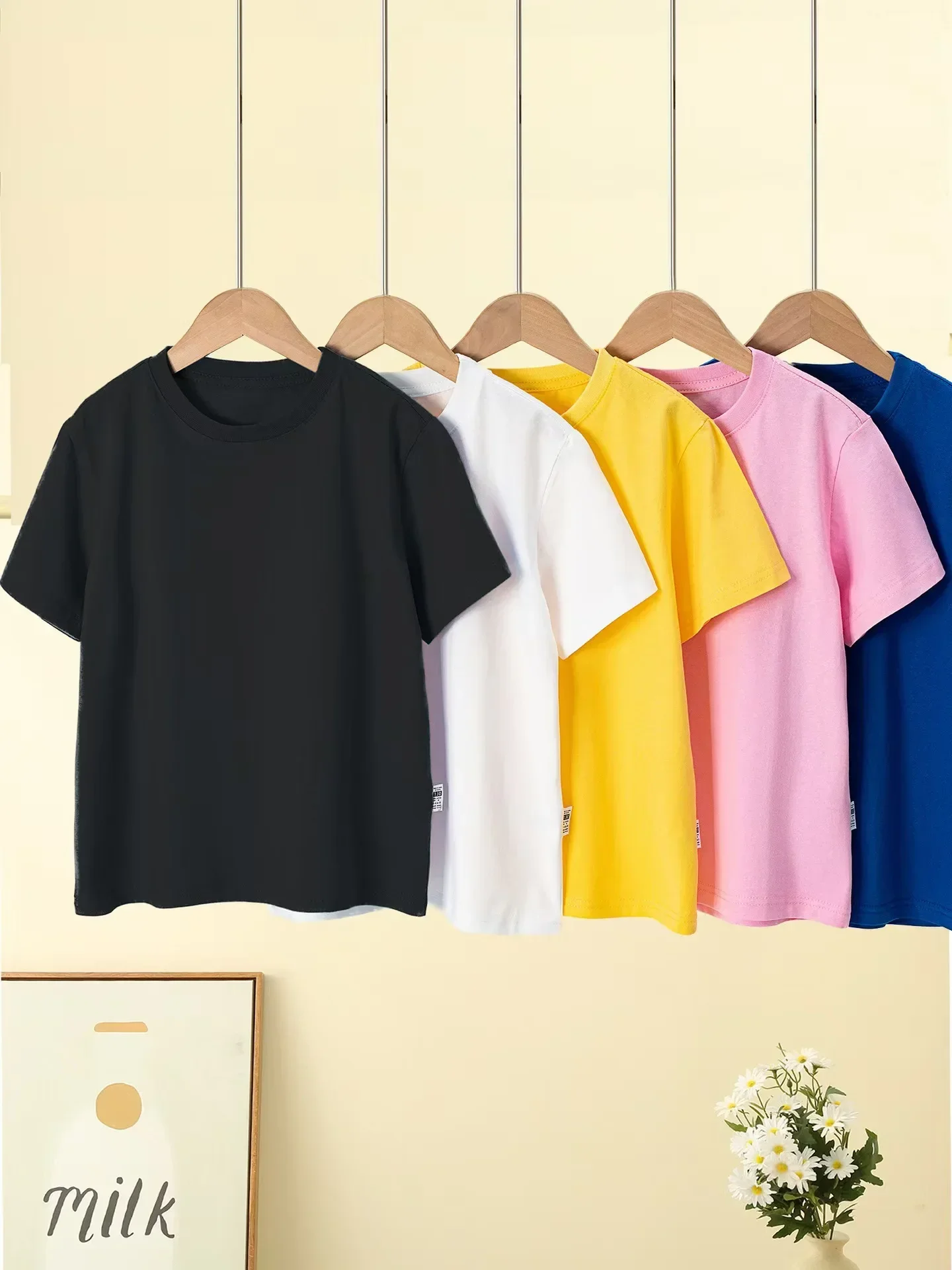 Girls' Solid Cotton Summer T-Shirt