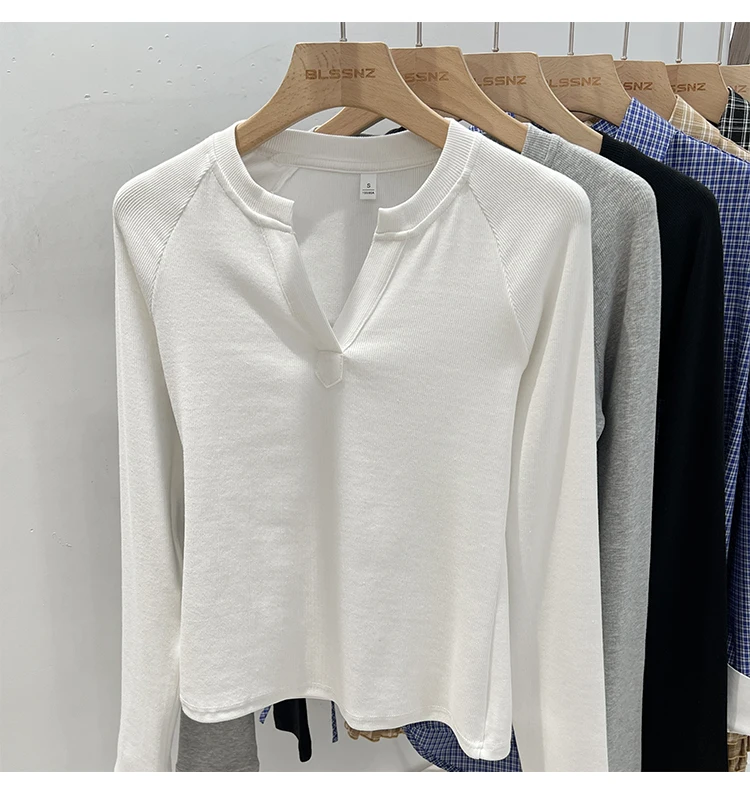 Slim-Fit Long Sleeve V-Neck T-Shirt — Image 12