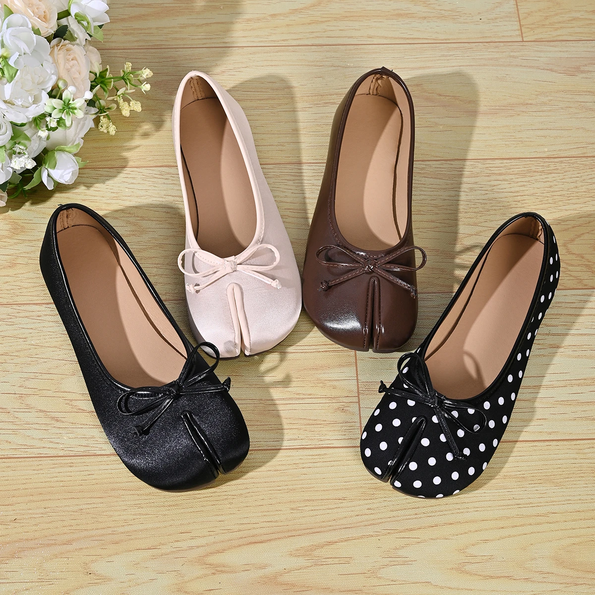 Leather Flats with Slit