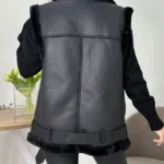Faux Fur Vest with Turn-Down Collar and Zip Closure — Image 4